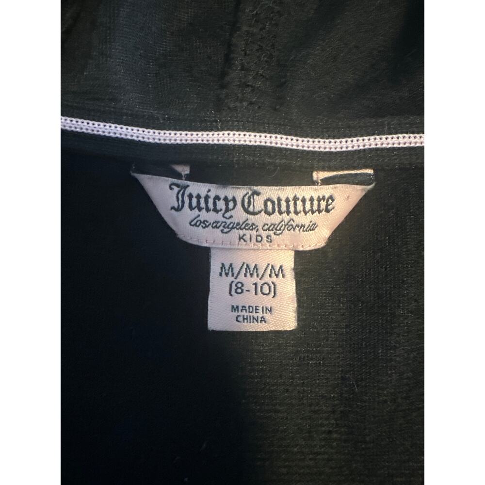 Juicy Couture Girls' Plush Velour zipper Hoodie Sweatshirt Black/studs Sz M 8-10 - Picture 4 of 7